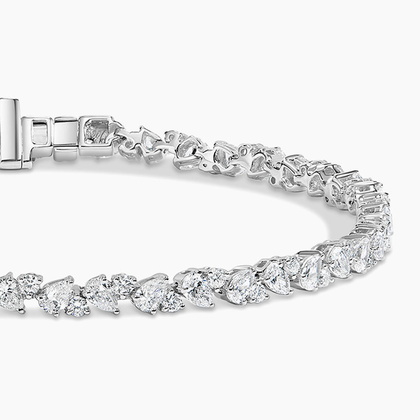 Multi Shape Pear & Round Lab Diamond Tennis Bracelet ( 3 ct. tw.) 18K Gold
