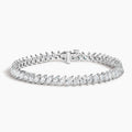 White gold tennis bracelet with marquise-cut lab-grown diamonds on white background