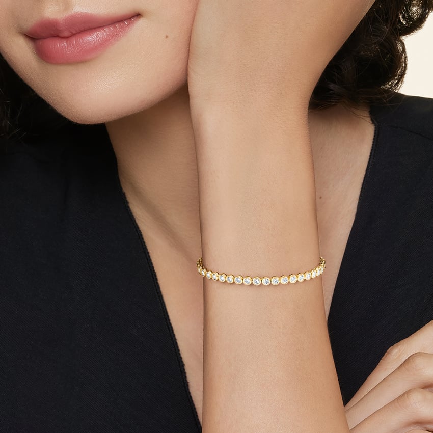 Round Bezel Tennis Bracelet ( 3 ct tw. ) 18K Gold