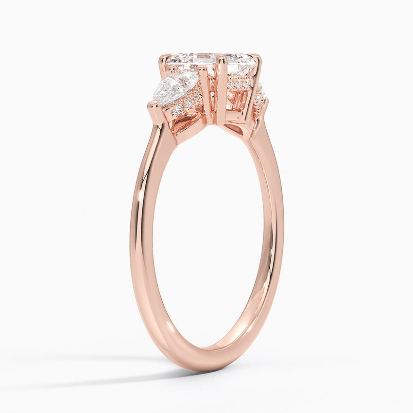 18K Solid Gold Diamond Trilogy Ring