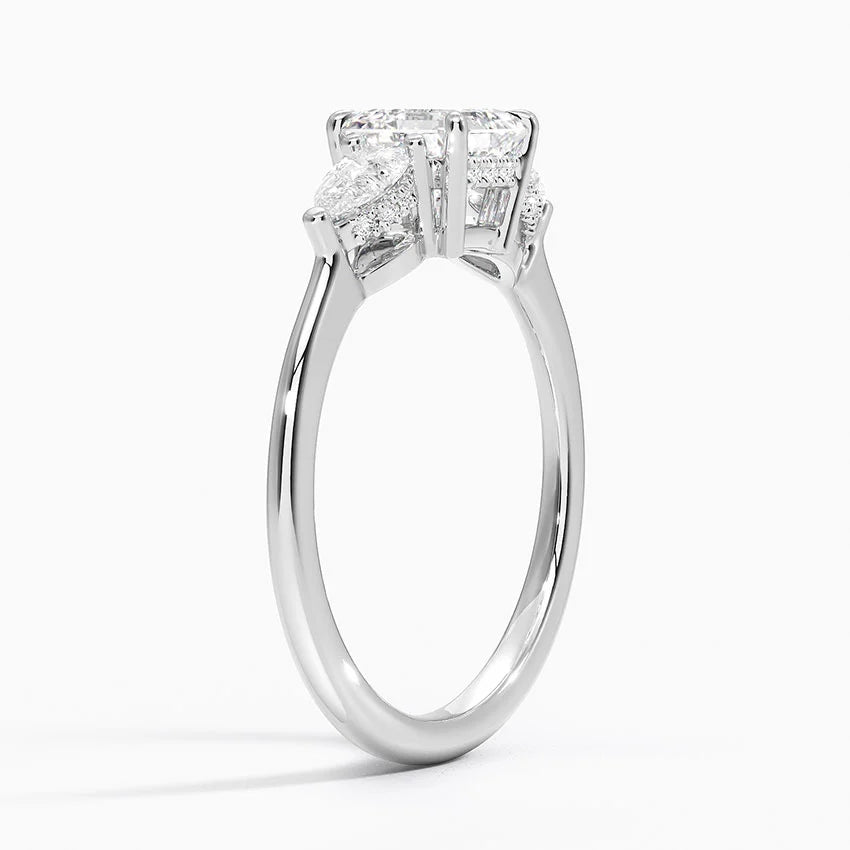 18K Solid Gold Diamond Trilogy Ring