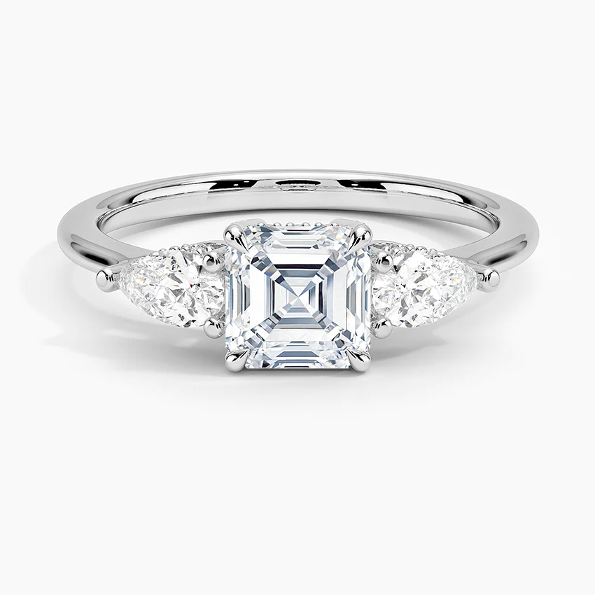 18K Solid Gold Diamond Trilogy Ring