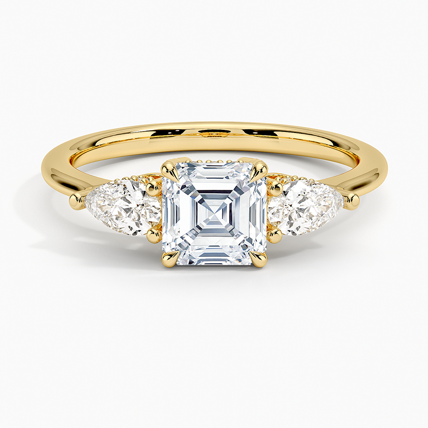18K Solid Gold Diamond Trilogy Ring