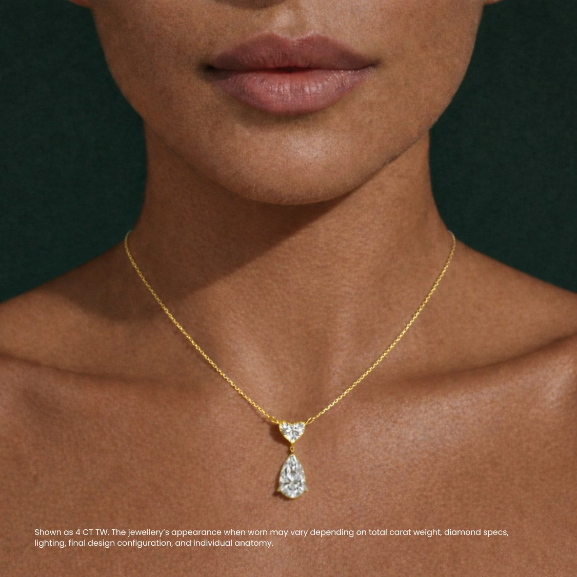 Pear and Heart Diamond Drop Pendant Necklace⁠