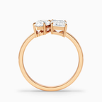 18K Solid Gold Oval & Emerald Toi et Moi Lab Diamond Ring