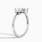 18K Solid Gold Oval & Emerald Toi et Moi Lab Diamond Ring