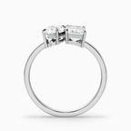 18K Solid Gold Oval & Emerald Toi et Moi Lab Diamond Ring