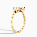 18K Solid Gold Oval & Emerald Toi et Moi Lab Diamond Ring