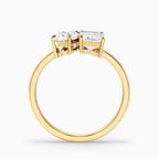 18K Solid Gold Oval & Emerald Toi et Moi Lab Diamond Ring