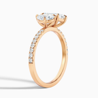 18K Solid Gold Emerald & Pear Toi et Moi Diamond Ring