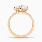 18K Solid Gold Emerald & Pear Toi et Moi Diamond Ring