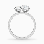 18K Solid Gold Emerald & Pear Toi et Moi Diamond Ring