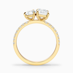 18K Solid Gold Emerald & Pear Toi et Moi Diamond Ring