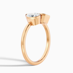 18K Solid Gold Pear & Emerald Toi et Moi Lab Diamond Ring