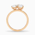 18K Solid Gold Pear & Emerald Dual Stone Diamond Ring
