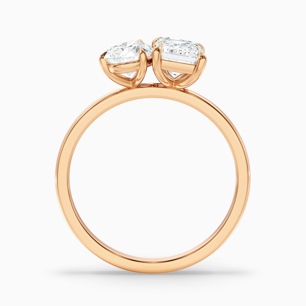 18K Solid Gold Pear & Emerald Dual Stone Diamond Ring