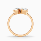 18K Solid Gold Pear & Emerald Toi et Moi Lab Diamond Ring