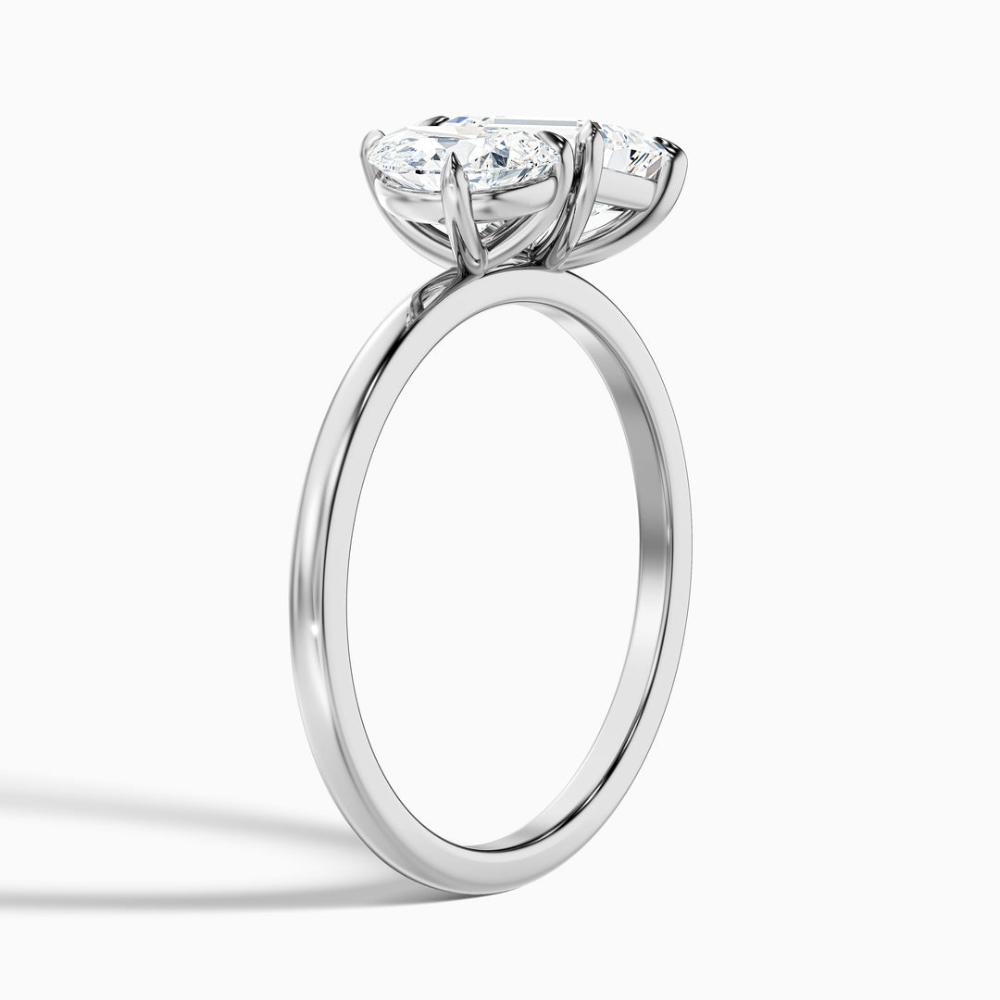 18K Solid Gold Pear & Emerald Dual Stone Diamond Ring