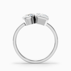 18K Solid Gold Pear & Emerald Toi et Moi Lab Diamond Ring