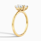 18K Solid Gold Pear & Emerald Dual Stone Diamond Ring