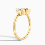 18K Solid Gold Pear & Emerald Toi et Moi Lab Diamond Ring