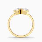 18K Solid Gold Pear & Emerald Toi et Moi Lab Diamond Ring