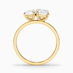 18K Solid Gold Pear & Emerald Dual Stone Diamond Ring
