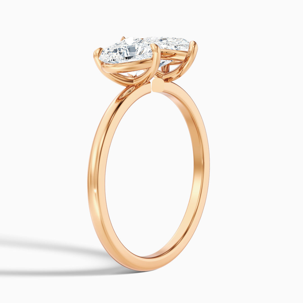 Toi et Moi Lab Diamond Engagement Ring in 18K Gold - Pear and Heart