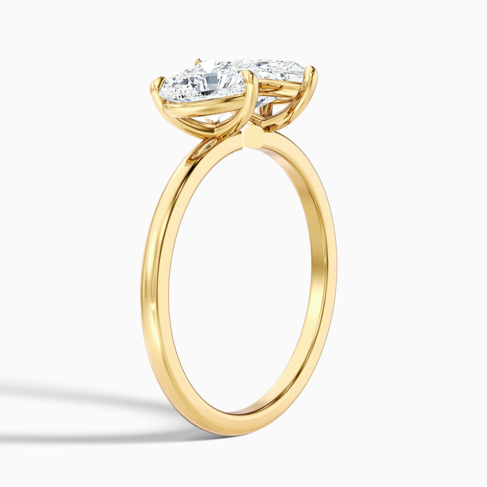 Toi et Moi Lab Diamond Engagement Ring in 18K Gold - Pear and Heart