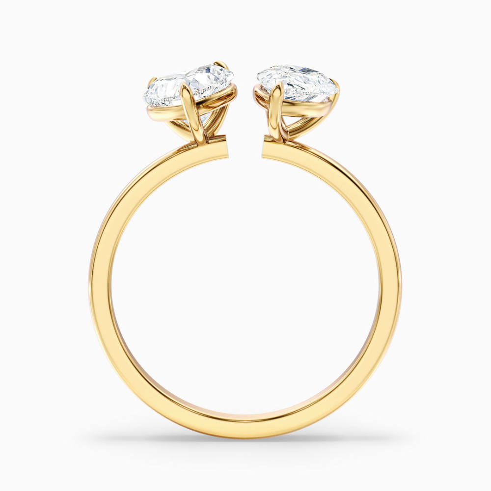 Toi et Moi Lab Diamond Engagement Ring in 18K Gold - Pear and Heart