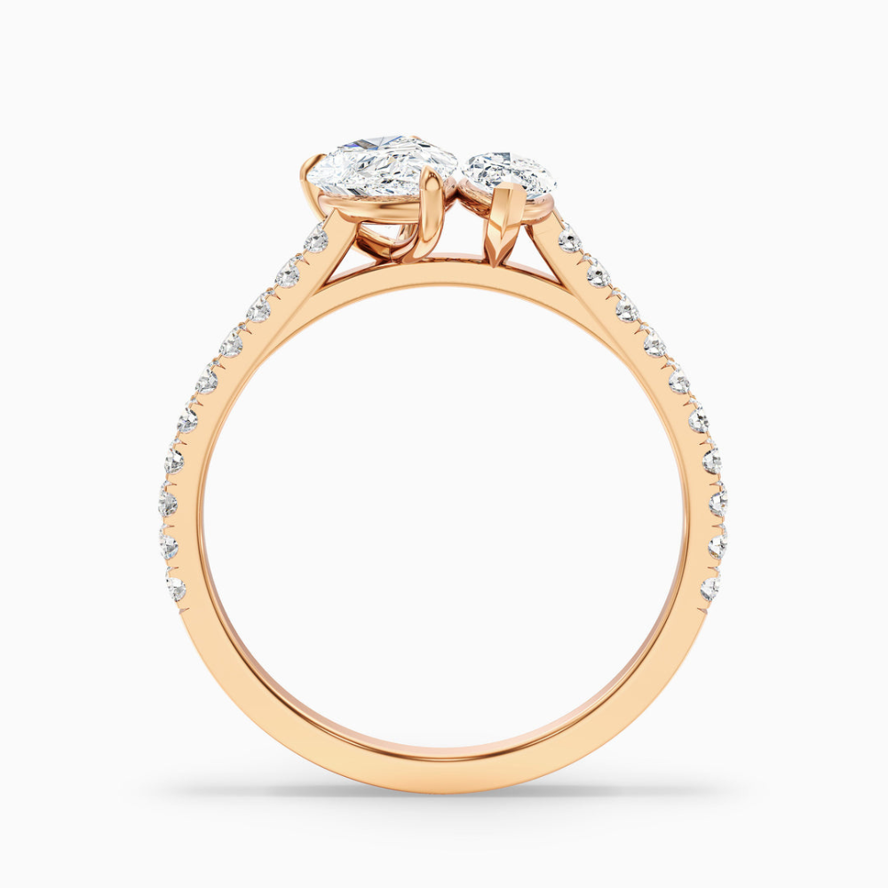 Toi et Moi Lab Diamond Engagement Ring in 18K Gold - Pear and Marquise