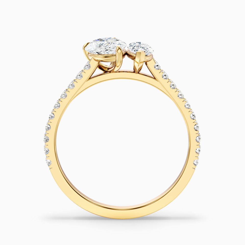 Toi et Moi Lab Diamond Engagement Ring in 18K Gold - Pear and Marquise