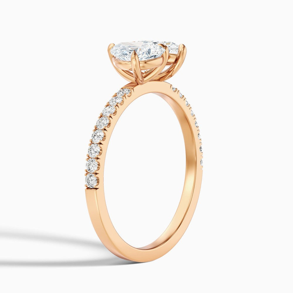 Toi et Moi Double Pear Cut Pavé Engagement Ring in Solid Gold⁠