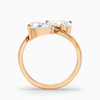 Bypass Double Pear Cut Two-Stone Engagement Ring in Solid Gold⁠