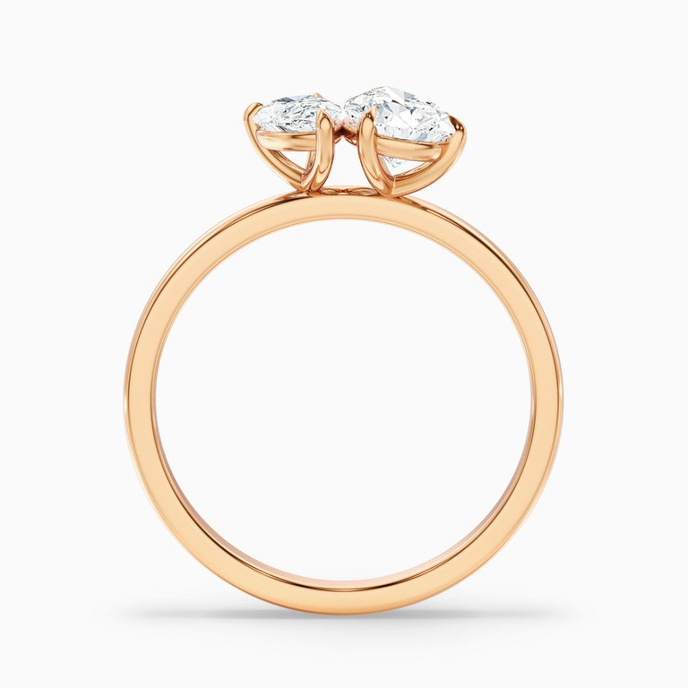 Toi et Moi Double Pear Cut Engagement Ring in Solid Gold⁠