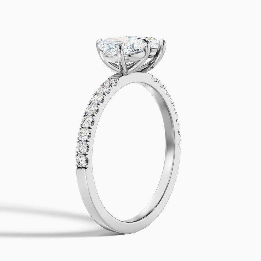 Toi et Moi Double Pear Cut Pavé Engagement Ring in Solid Gold⁠