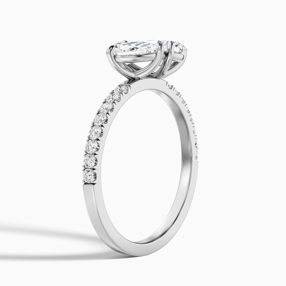 Toi et Moi Double Pear Cut Pavé Engagement Ring in Solid Gold⁠