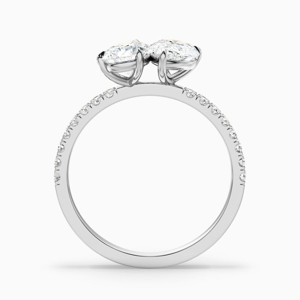 Toi et Moi Double Pear Cut Pavé Engagement Ring in Solid Gold⁠