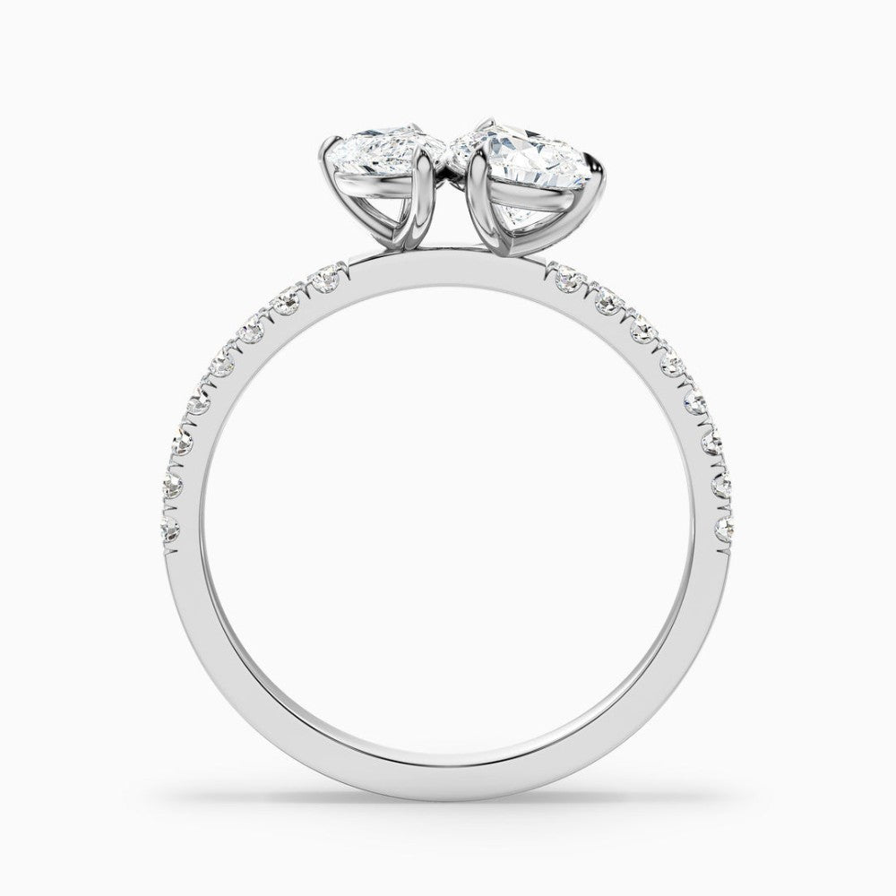 Toi et Moi Double Pear Cut Pavé Engagement Ring in Solid Gold⁠