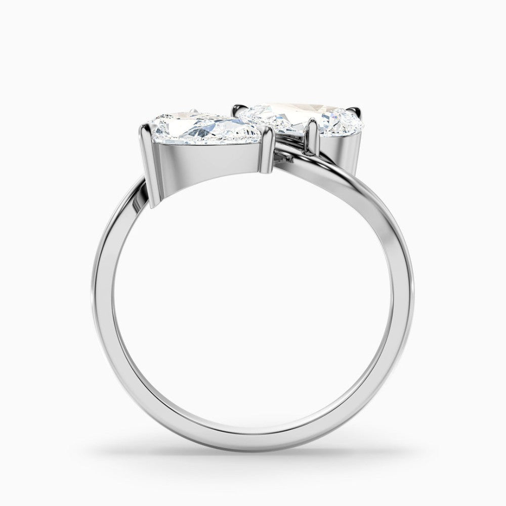 Bypass Double Pear Cut Two-Stone Engagement Ring in Solid Gold⁠