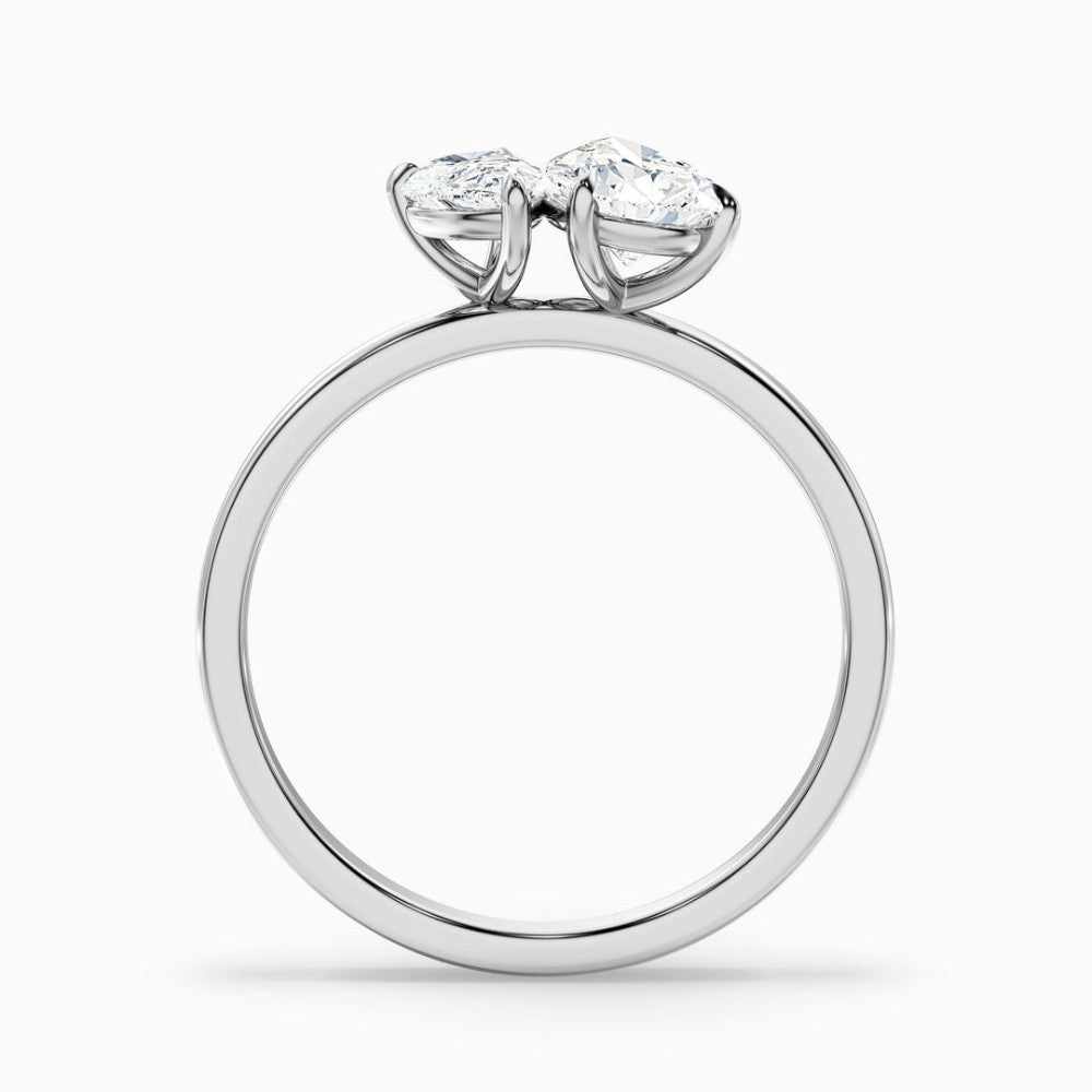 Toi et Moi Double Pear Cut Engagement Ring in Solid Gold⁠