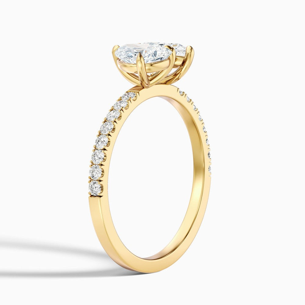Toi et Moi Double Pear Cut Pavé Engagement Ring in Solid Gold⁠