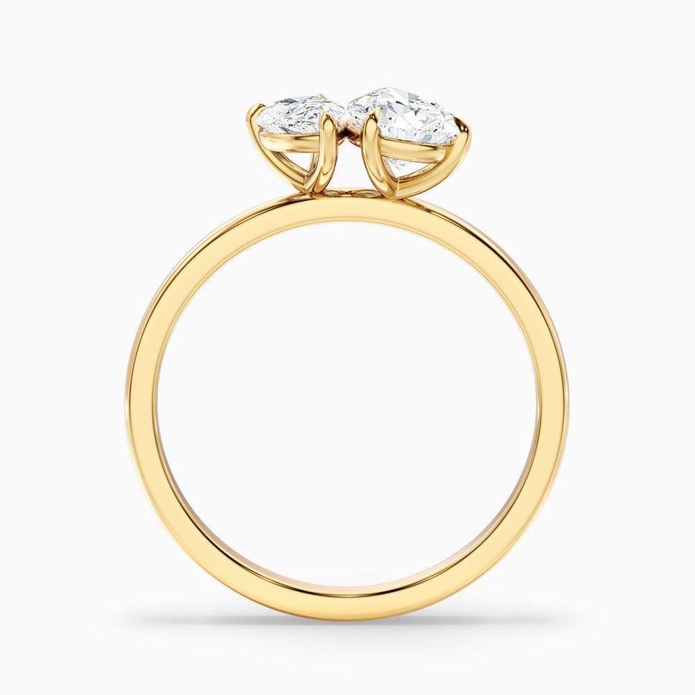 Toi et Moi Double Pear Cut Engagement Ring in Solid Gold⁠