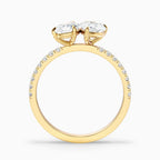 Toi et Moi Double Pear Cut Pavé Engagement Ring in Solid Gold⁠