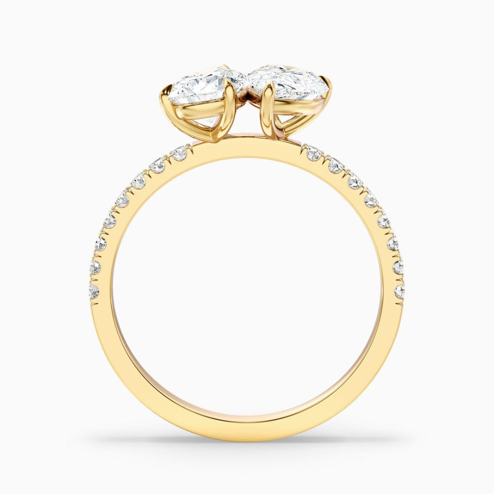 Toi et Moi Double Pear Cut Pavé Engagement Ring in Solid Gold⁠