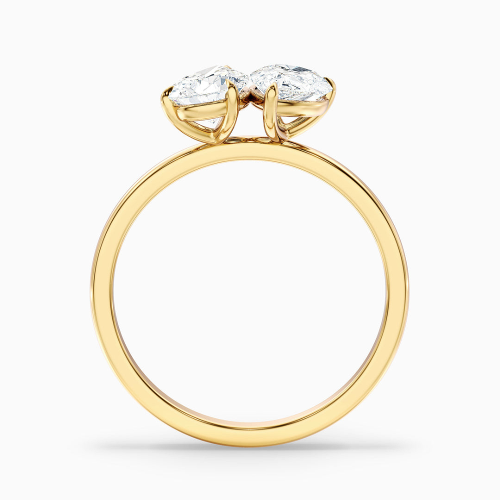 Toi et Moi Double Pear Cut Engagement Ring in Solid Gold⁠