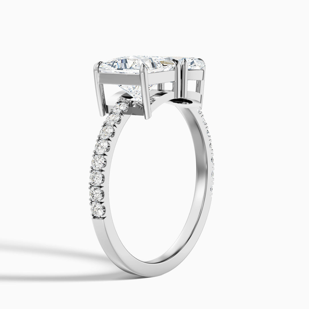 Toi et Moi Lab Diamond Engagement Ring in 18K Gold - Pear and Princess