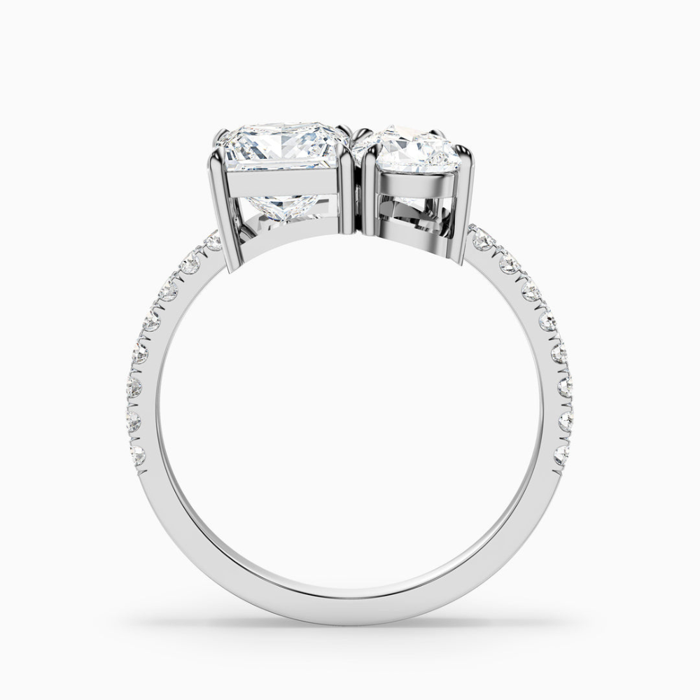 Toi et Moi Lab Diamond Engagement Ring in 18K Gold - Pear and Princess