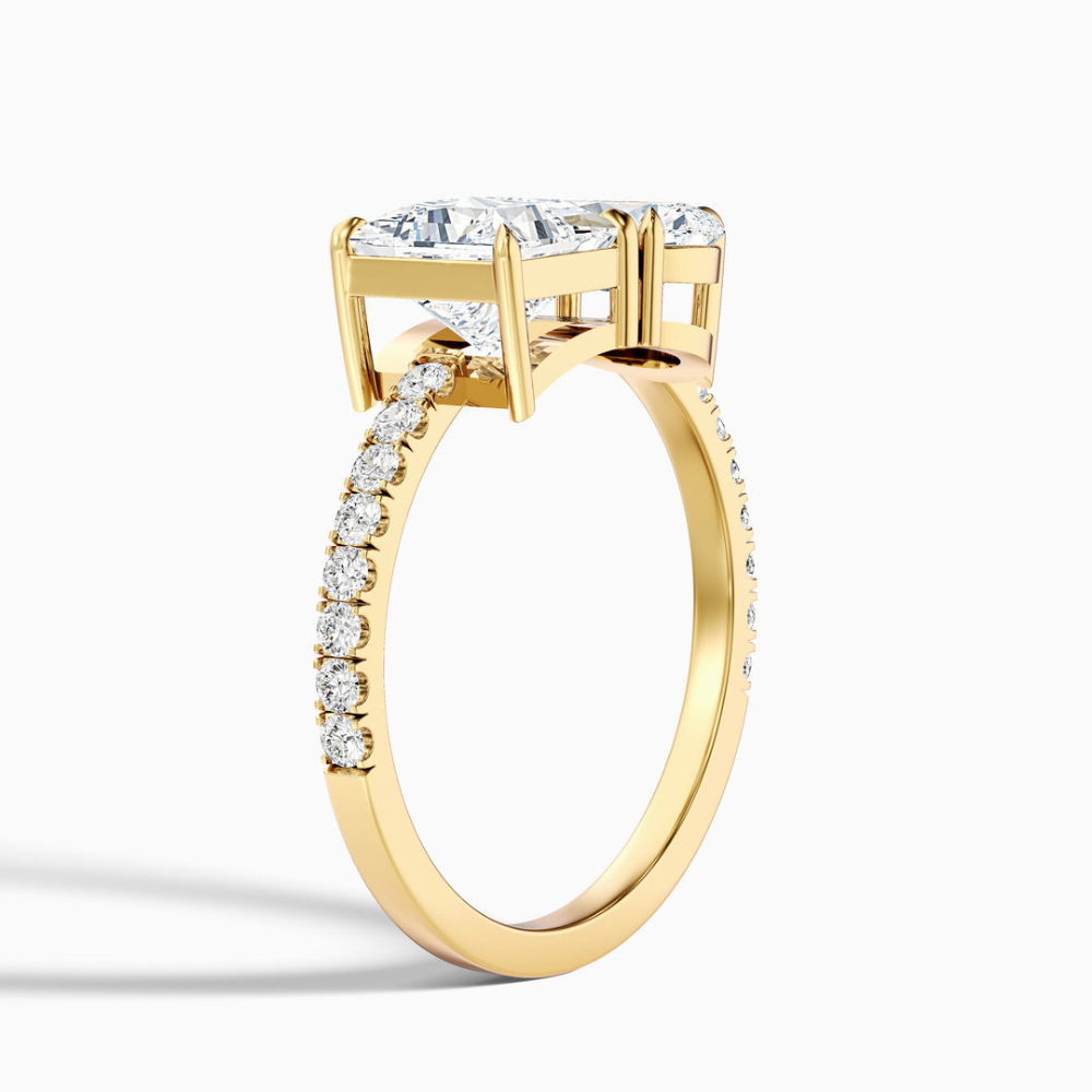 Toi et Moi Lab Diamond Engagement Ring in 18K Gold - Pear and Princess