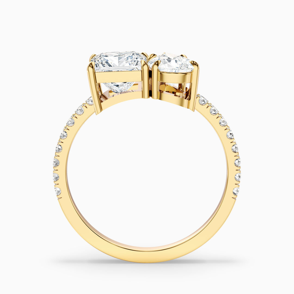 Toi et Moi Lab Diamond Engagement Ring in 18K Gold - Pear and Princess